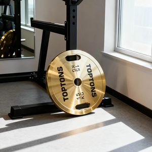 TOPTONS piringan berat baja krom perunggu kebugaran, pelat barbel angkat beban emas untuk latihan kekuatan - Product Image 4