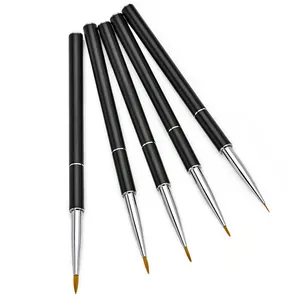 Nylon Nail Brush Wholesale Private Logo Black Handle Paint Liner Brush Nylon Acrylic Nail Brush Nail Art Tool