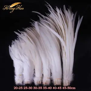 Bleached White Rooster Tail Feather 20-45cm Chicken Feathers For Fly Tying Hair Extension DIY Carnival Costume Decorations