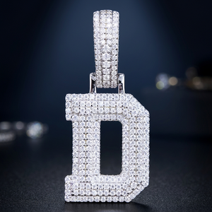 Pendentif de luxe en moissanite lettre D, en argent 925, micro-pavé, taille ronde, unisexe, pour soirée, plaqué or rose, breloque hip-hop - Product Image 3
