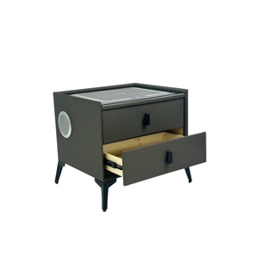 Meubles de salon de maison intelligente de luxe couverture en cuir charge sans fil Table d'appoint haut-parleur BT tables de chevet armoire de chevet - Product Image 6