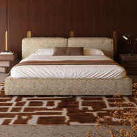 Cadres de lit de luxe en bois de pin doux avec revêtement en tissu coton et lin, robustes et durables, design Tatami, entretien facile, multi-tailles pour chambre à coucher