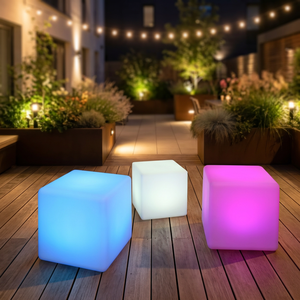 Cube lumineux LED RGBW de 16 pouces avec télécommande, rechargeable, coloré, pour extérieur, IP65, étanche, lumière de jardin LED - Product Image 1