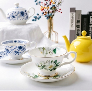 Bone <strong>China</strong> <strong>Cup</strong> with Saucer Coffee Tea Sets 200ml Gold Handle Nordic Style Eco-Friendly Dishwasher Safe Afternoon Tea &amp; Cafe Use - Product Image 1