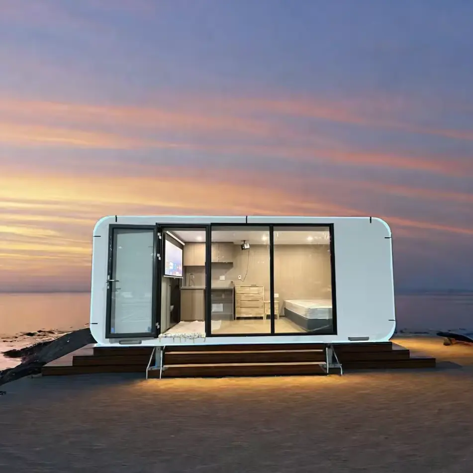 prefabricated modular mobile home and luxurious sea view sun room apple cabin bar office pod