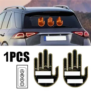 Car LED Gesture Light Car Finger Light With Remote Road Rage Signs Middle Finger  Thumb Hand Lamp Funny Warning Light With Remote For Rear Window