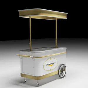 Jekeen 2 Wheels Kleine chinesische Kaffee-Eis wagen Anhänger Fast-Food-Wagen stehen für den Restaurant gebrauch