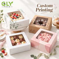 Boîtes à gâteaux en kraft imprimées sur mesure avec fenêtre transparente, 12 pouces, emballage de boulangerie en carton robuste pour gâteaux de mariage et d'anniversaire
