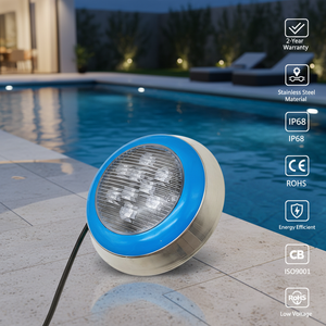 Iluminación LED Subacuática para Piscinas de Acero Inoxidable IP68, de Alta Luminosidad, Bajo Consumo, Montaje en Pared, <span class=keywords><strong>Sin</strong></span> Parpadeo, Regulable - Product Image 1