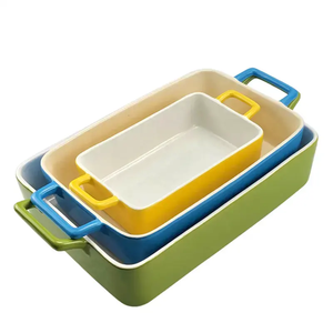 Juego de platos y sartenes para hornear lasaña grande de porcelana, juego de cazuela para horno de cerámica rectangular - Product Image 2