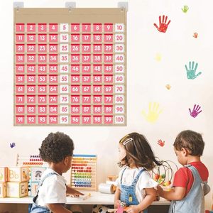Tabla de bolsillos con números del 1 al 100, 9x9 pulgadas, material PP, para niños, aula, hogar, herramienta de aprendizaje de matemáticas - Product Image 6
