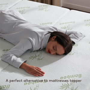 Surmatelas pliable en mousse <span class=keywords><strong>à</strong></span> mémoire de forme de 4 pouces, design orthopédique écologique, housse amovible, tissu respirant - Product Image 6