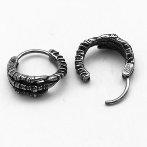yunnique Skeleton Huggie <b>Earrings</b> Tibetan Silver Titanium Steel Geometric Design Fashion <b>Cuff</b> <b>Earrings</b> - Product Image 3