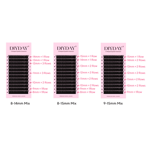 Ciglia finte DIYDAY U-YY, 12 file, 0,07 mm, C/D/L/N/<span class=keywords><strong>LU</strong></span> (M), nero opaco, morbide, fatte a mano, volume naturale - Product Image 3