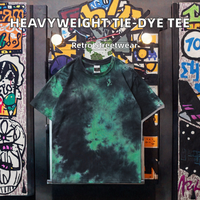 T-shirt graphique tie-dye épais 180 g/m² en coton/bambou tricoté écologique, couleur dégradée douce, unisexe, streetwear