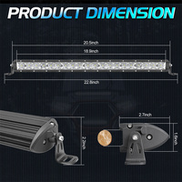 Barre lumineuse LED fine à une seule rangée de 20 pouces pour Polaris, faisceau combiné spot et large, 60W, 12V, pour feux de recul UTV