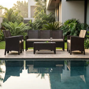 Ensemble de salon de jardin 4 pièces en rotin tressé avec chaises rembourrées confortables pour jardin et cour - Product Image 5