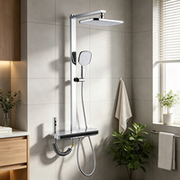 Ensemble de douche chromé en laiton massif avec 4 fonctions, système de douche pluie et douchette à main pour usage domestique et commercial