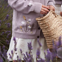 Vêtements d'hiver pour filles sur mesure pull cardigan pour bébé en laine tricoté à la main avec broderie florale