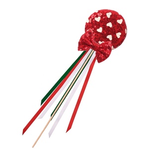 Varita de hada brillante con lentejuelas rojas y verdes para niños, diseño de trébol irlandés, para fiestas de Navidad 2026 - Product Image 4