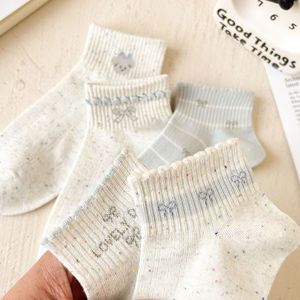 Chaussettes en dentelle à nœuds <span class=keywords><strong>pour</strong></span> enfants - Chaussettes mi-mollet antidérapantes style printemps/été à motif de Noël en maille respirante - Product Image 4