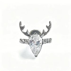 Boucles d'oreilles clous cerf en titane ASTM F136 avec zircon 5A taille poire, bijoux de Noël tendance, tête de remplacement pour clou de <span class=keywords><strong>langue</strong></span> et de lèvre - Product Image 5