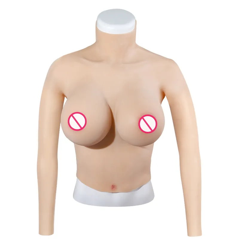 Pseudo produk wanita simulasi Transvestite silikon lengan panjang setengah tubuh payudara pria berbaju sebagai Pseudo wanita