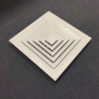 Diffuseur d'air de retour carré pour plafond 595x595mm, construction en aluminium, finition thermolaquée, design commercial, registre optionnel