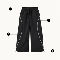 Pantalon de jogging ample noir pour homme, coupe large, taille mi-haute, coupe-vent, taille élastique, streetwear, décontracté, OEM