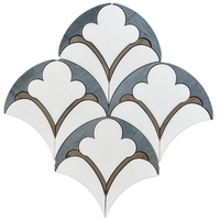Carrelage de surface mosaïque en marbre blanc, livraison gratuite, jet d'eau, surface avec incrustation en laiton, motif mosaïque