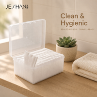 Disques de coton carrés 5x6cm, 3 couches, sans fluorescent, pour le démaquillage et les soins du visage, avec boîte en PP