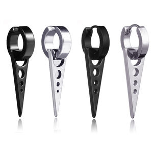 Stile Punk Non appannato triangolo in acciaio inox ciondolo uomo Rock Hip Hop No Piercing <span class=keywords><strong>orecchio</strong></span> polsino orecchini per uomo - Product Image 1