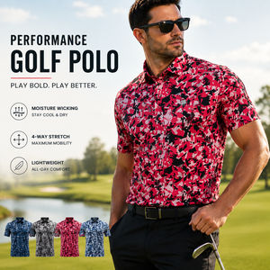 Camisetas de Polo de Golf de Alto Rendimiento Personalizadas, de Secado Rápido, con Estampado de Camuflaje, Tejido de Punto, Ropa Deportiva de Alta Calidad para Hombre, Premium - Product Image 1