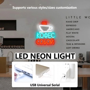 Letrero LED de neón ruso para cafetería, escaparate, señalización interior y exterior, letrero direccional colgante, luz ambiental de bajo voltaje 5V - Product Image 1