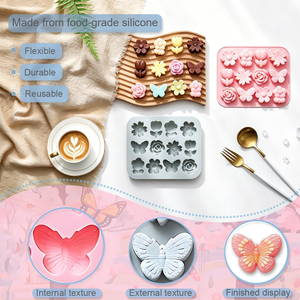 Moule en silicone personnalisé en forme de fleur et de papillon, qualité alimentaire, facile à démouler, pour pudding et chocolat - Product Image 3