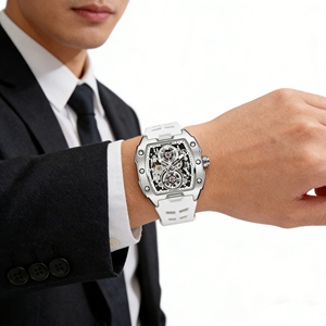 Wholesale Men Watches Luxury Brand <b>Automatic</b> Mechanical Watch Silicone Strap Sports Wristwatch Waterproof Clock Male Gift - Product Image 3