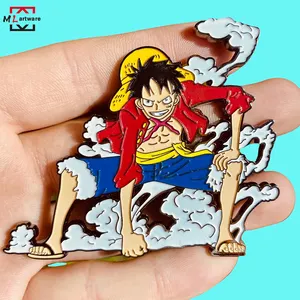 Black metal lapel pin brooch Factory Japanese manga badge One Piece Soft enamel pin soft Pikachu badge production supplier