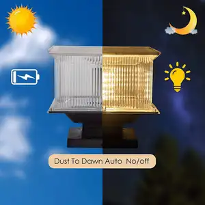 Solar Powered Sensor Lamp Waterproof Outdoor Solar Led Gate Pillar Light For Garden Yard Fence Patio Deck Porch