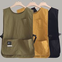 Tabliers d'uniformes unisexe en coton Gilet de serveur avec logo de broderie personnalisé Tablier à sangle de taille 3 poches
