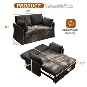 Vente en gros Canapé-<span class=keywords><strong>lit</strong></span> convertible 3 en 1 Dossier réglable Canapé-<span class=keywords><strong>lit</strong></span> en velours Petite <span class=keywords><strong>causeuse</strong></span> Divano Letto Futon Canapés - Product Image 2