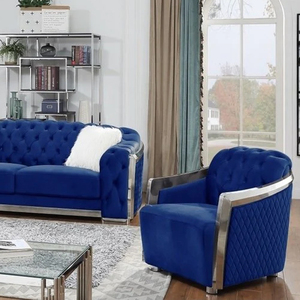 ชุดโซฟาผ้ากำมะหยี่สไตล์โมเดิร์นสำหรับห้องนั่งเล่น ยี่ห้อชานวี่ พร้อมขาเหล็กสแตนเลสสีทอง - Product Image 6