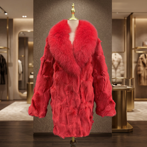 Veste d'hiver réversible imperméable pour homme avec col en vraie fourrure de renard, style personnalisé, longue veste bomber en fourrure de renard rouge - Product Image 2