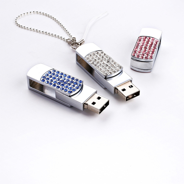Latest Hot Sale 4g 8GB 16gb Fashion Swivel Jewelry Diamond Pendant USB Flash Drive Bracelet Metal Pen Drive Pendrive Flash Drive