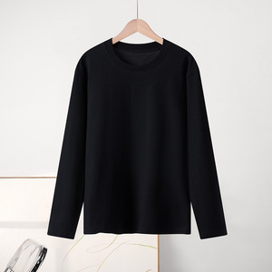Camiseta de Algodão Simples e Estilosa de Manga Longa para Homens, Gola Redonda, Cor Sólida, Alta Qualidade, Atacado - Product Image 3