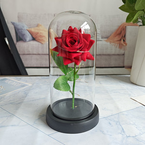 Romantico eterno rosa rossa in cupola di vetro con caldo bianco LED lucine per sempre amore regalo per anniversario compleanno di San Valentino - Product Image 4