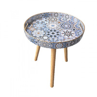 Table d'appoint de style bohème moderne avec pieds amovibles en bois de 40cm, petite table à café ou à thé pour le salon