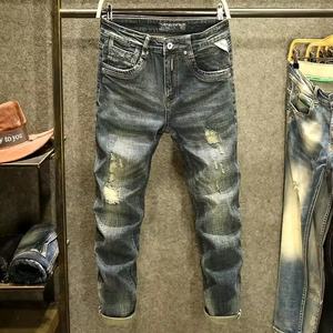 Pantalones <span class=keywords><strong>vaqueros</strong></span> de nuevo diseño, pantalones <span class=keywords><strong>vaqueros</strong></span> regulares para <span class=keywords><strong>hombre</strong></span>, pantalones elásticos para <span class=keywords><strong>hombre</strong></span>, pantalones <span class=keywords><strong>rotos</strong></span> <span class=keywords><strong>azules</strong></span>, pantalones <span class=keywords><strong>vaqueros</strong></span> ajustados elásticos de alta calidad - Product Image 2