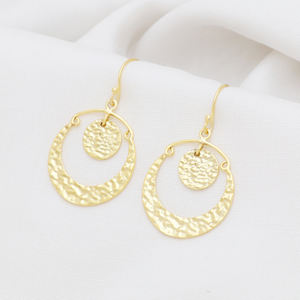 Boucles d'oreilles pendantes lune texturée plaqué or pour femmes Offre Spéciale Style tendance mignon pour les mariages et les fêtes - Product Image 3