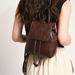 Bolso de Maternidad Artístico Marrón Miniatura con Cordón, Mochila de Mujer, Estilo Nuevo Primavera-Verano, Versátil, Retro, Bolso de Hombro Individual - Product Image 1