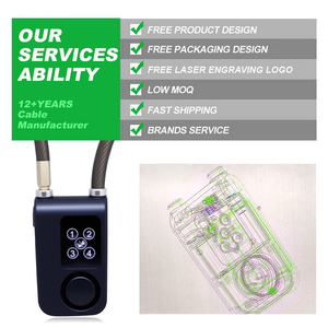 E-scooter Bicicleta eléctrica Motocicleta Antirrobo Bloqueo digital Contraseña de 4 dígitos Bloqueo de almohadilla Alarma impermeable <span class=keywords><strong>Cable</strong></span> de acero trenzado - Product Image 6